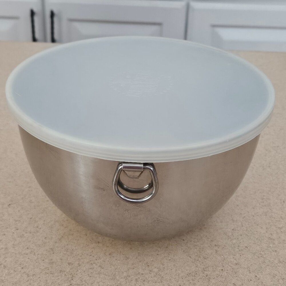 RARE VINTAGE REVERE WARE STAINLESS STEEL O RING MIXING STORAGE BOWL & LID